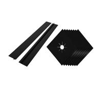 Protège-poêle à Gaz Ptfe Noir 8 Pièces avec Trou Central Prédécoupé | Résistant à Chaleur, Réutilisable, pour Brûleur et Cuisinière, Protège le Plan de Travail, Nettoyage Rapide