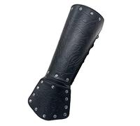 Protège-poignet en cuir synthétique style viking en relief pour tête de loup - Style chevalier médiéval, Noir 2, taille unique