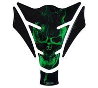 Protège-réservoir 3D - 500157 - Ghost Green Tête de mort/flammes vertes -- Compatibilité universelle avec réservoirs Yamaha, Honda, Kawasaki, Ducati, Suzuki, KTM, BMW, Triumph et Aprilia