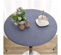 Protège Ronde Table élastiqué Tout Autour, Couvre-Table à Bords élastiques, Nappes Rondes Anti Taches Lavable pour Cuisine Jardin Fête Table,Bleu,120cm