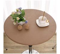 Protège Ronde Table élastiqué Tout Autour, Couvre-Table à Bords élastiques, Nappes Rondes Anti Taches Lavable pour Cuisine Jardin Fête Table,Marron,120cm