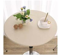Protège Ronde Table élastiqué Tout Autour, Couvre-Table à Bords élastiques, Nappes Rondes Anti Taches Lavable pour Cuisine Jardin Fête Table,Beige,150cm