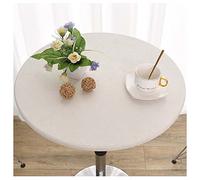Protège Ronde Table élastiqué Tout Autour, Couvre-Table à Bords élastiques, Nappes Rondes Anti Taches Lavable pour Cuisine Jardin Fête Table,Blanc,60cm