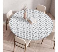 Protege Table Modèle Gris Clair Nappe Ronde en Polyester à Bord Élastique Légère Durable pour Salle à Manger Cuisine Fêtes Décoration Nappes pour Table de Jardin (60 cm)