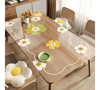 Protège Table PVC Transparent Avec Motif, Nappe Vinyle Transparente Sur Mesure, Toile Cirée Imperméable Anti-Huile, Tapis De Table Lavable Résistant À La Chaleur Pour Cuisine Et Salle À Manger