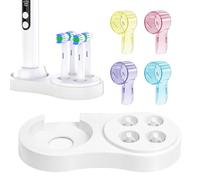 Protège-têtes de Brosse à Dents et Support Compatible avec séries Brossette Oral-b IO, Ensemble Multicolore et Blanc, Rangement Hygiénique pour Salle de Bain