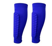 Protege Tibia 1 Pair Football Shin Guards Sleeves Honeycomb Nylon Support Sock Protector Soccer Gear Shields Sports(Blue-2Pcs,L)