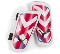 Puma Protège-Tibias De Football Ultra Light Strap, Accessoires, Blanc/Ultra Bleu/Fire Orchid, Xxs White,Ultra Blue,Fire Orchid