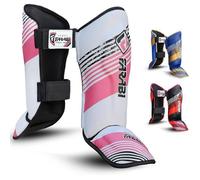 Protège-Tibia Farabi Sports Enfants pour, Muay Thai, Kickboxing, Arts Martiaux, Karaté Taekwondo Taille Unique - 8/13 ans - Rose 1
