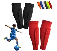 Protège Tibia Foot, Protège-Tibias pour Enfants, Chaussette Football Protection Tibia, Nouvelle Structure en Nid d'abeille, Étendue pour Une Résistance aux Chocs Accrue (Noir+Rouge,S)