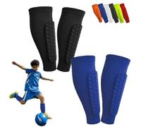 Protège Tibia Foot, Protège-Tibias pour Enfants, Chaussette Football Protection Tibia, Nouvelle Structure en Nid d'abeille, Étendue pour Une Résistance aux Chocs Accrue (Noir+Bleu,S)