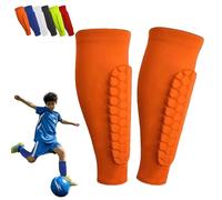 Protège Tibia Foot, Protège-Tibias pour Enfants, Chaussette Football Protection Tibia, Nouvelle Structure en Nid d'abeille, Étendue pour Une Résistance aux Chocs Accrue (Orange,M)