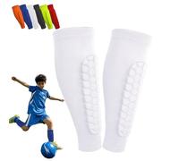 Protège Tibia Foot, Protège-Tibias pour Enfants, Chaussette Football Protection Tibia, Nouvelle Structure en Nid d'abeille, Étendue pour Une Résistance aux Chocs Accrue (Blanc,S)