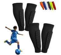 Protège Tibia Foot, Protège-Tibias pour Enfants, Chaussette Football Protection Tibia, Nouvelle Structure en Nid d'abeille, Étendue pour Une Résistance aux Chocs Accrue (Noir+Noir,M)