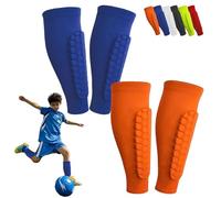 Protège Tibia Foot, Protège-Tibias pour Enfants, Chaussette Football Protection Tibia, Nouvelle Structure en Nid d'abeille, Étendue pour Une Résistance aux Chocs Accrue (Bleu+Orange,S)