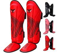 Protège Tibia - Mytra Fusion - Boxe Thai Kick Boxing Arts Martiaux entraînement MMA Protege Tibia Muay Thai ROUGE S/M