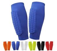 Protege Tibia Ski, 1 Paire de Chaussette Protege Tibias, Protege Tibia Foot Adulte, Ski Shin Guards, Antichoc Shin Defender Guards, Structure en Nid d'abeille, pour Les Sports de Plein Air(Bleu,M)