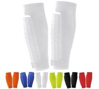 Protege Tibia Ski, 1 Paire de Chaussette Protege Tibias, Protege Tibia Foot Adulte, Ski Shin Guards, Antichoc Shin Defender Guards, Structure en Nid d'abeille, pour Les Sports de Plein Air(Blanc,XL)