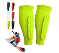 Protege Tibia Ski, Chaussette Protege Tibias, Chaussettes Ski Protection Tibia, Nouvelle Structure Alvéolaire Épaissie Et Étendue, Résistante Aux Chocs pour Adultes Enfants (Vert,M)