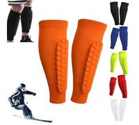 Protege Tibia Ski,Chaussette Protege Tibias, Ski Shin Guards,Antichoc Shin Defender Guards,pour Les Sports de Plein Air (Orange, M)