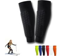 Protege Tibia Ski, Protection Tibia Ski, Protecteurs de Tibias Élastiques Anti-Collision Longs, Support Protège Tibia, pour Le Ski, Le Football et d'autres Sports de Plein Air (Noir, M)