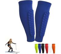 Protege Tibia Ski, Protection Tibia Ski, Protecteurs de Tibias Élastiques Anti-Collision Longs, Support Protège Tibia, pour Le Ski, Le Football et d'autres Sports de Plein Air (Bleu, XL)