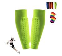 Protege Tibia Ski, Protection Tibia Ski, Protege Tibia Foot Adulte, Protège-Tibias élastiques Respirants Et Anti-Collision, Structure en Nid d'abeille, pour Le Skier/Football (Vert, L)