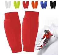 Protege Tibia Ski, Protection Tibia Ski, Protège-Tibias de Football， Chaussette Protege Tibias, Protecteurs de Tibias Élastiques Anti-Collision Longs, pour Le Skier/Football (Rouge, XL)