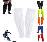 Protege Tibia Ski, Protection Tibia Ski, Shin Defender Shin Guards, Ski Sports Elastic Shin Bang Protetcor with Honeycomb Pads, Équipement de Protection Ski, Sport, Basketball, Football (Blanc, S)