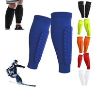 Protege Tibia Ski, Protection Tibia Ski, Shin Defender Shin Guards, Ski Sports Elastic Shin Bang Protetcor with Honeycomb Pads, Équipement de Protection Ski, Sport, Basketball, Football (Bleu, M)