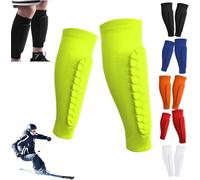 Protege Tibia Ski, Protection Tibia Ski, Shin Defender Shin Guards, Ski Sports Elastic Shin Bang Protetcor with Honeycomb Pads, Équipement de Protection Ski, Sport, Basketball, Football (Vert, S)