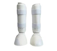 Protège-Tibias avec Sangles Réglables, Blanc, Blanc À Motif Uni, S | Protège-Tibia avec Protège-Pied, Renforcé, pour Sparring