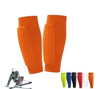 Protège-tibias de ski en gel, protège-tibias de ski, manchon de compression pour mollet avec coussinets en nid d'abeille, léger, respirant, élastique, anti-collision pour le ski et le snowboard