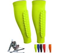 Protège-tibias de ski en gel, protège-tibias de ski, manchon de compression pour mollet avec coussinets en nid d'abeille, léger, respirant, élastique, anti-collision pour le ski et le snowboard