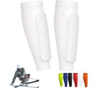 Protège-tibias de ski en gel, protège-tibias de ski, manchon de compression pour mollet avec coussinets en nid d'abeille, léger, respirant, élastique, anti-collision pour le ski et le snowboard