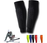 Protège-tibias de ski en gel, protège-tibias de ski, manchon de compression pour mollet avec coussinets en nid d'abeille, léger, respirant, élastique, anti-collision pour le ski et le snowboard