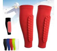 Protège-Tibias de Ski Frost armours, protège-Tibias de Ski pour Adultes et Adolescents - Coussinets de Protection des Jambes en Mousse eva Respirante - pour Adultes (Rouge,M)