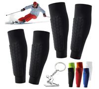 Protège-Tibias de Ski pour Hommes, Femmes et Enfants - Manchons de Compression rembourrés en nid d'abeille pour Le Ski et Le Football (2Pcs-B, L)