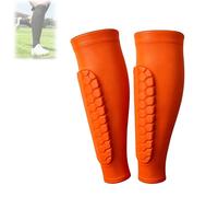 Protège-Tibias De Ski, Protège-Tibias De Football, Protection des Tibias De Ski avec Coussinets en Nid d'abeille, De Élastiques Longs Et Respirants, Le Baseball Et La Boxe (Orange,L)