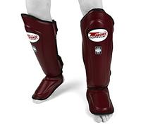 Protège-tibias double rembourré pour Muay Thai SGL7 - Pour entraînement de kickboxing et MMA - Taille M - Bordeaux