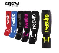 Protège-tibias en coton pour boxe, protège-pieds et chevilles MMA, protection des pieds, coussinets de kickboxing TKD, protections de jambe pour entraînement Muay Thai blue