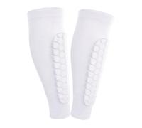 Protège-tibias en nid d'abeille de qualité supérieure en nylon respirant pour jeunes adultes - Légers et antidérapants - Mousse EVA à séchage rapide - Blanc - Taille L