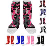 Protège-tibias Enfant Be Smart pour MMA, boxe, Muay Thai, kick-boxing - Protection du tibia et du cou-de-pied, rose/camouflage, XXS (9 TO 13 Years)