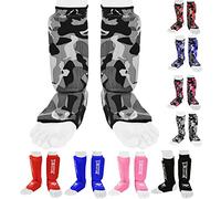 Protège-tibias Enfant Be Smart pour MMA, boxe, Muay Thai, kick-boxing - Protection du tibia et du cou-de-pied, gris/camouflage, XXS (9 TO 13 Years)