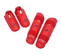 Protège-tibias et cou-de-pied pour boxe, taekwondo, taille XL, rouge