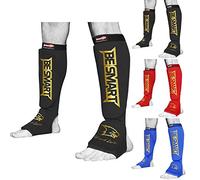 Protège-tibias et cou-de-pied pour MMA, muay thai, kick-boxing - Noir/doré - Taille L