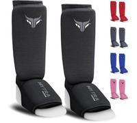 Protège-tibias + Pied MYTRA FUSION - Enfant - Sports de Combats - Léger et Rembourré - Noir XS