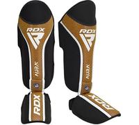 Protège-tibias RDX AURA PLUS en cuir Maya pour MMA, Muay Thai, boxe, BJJ, arts martiaux, sparring, entraînement, Doree, S+ S