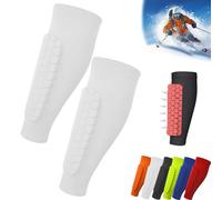 Protège-Tibias Shin Defender, protège-Tibias pour défenseurs Manchon de Compression en nid d'abeille pour Une Absorption supérieure des Chocs, pour Le Football américain et la Boxe (Blanc,M)