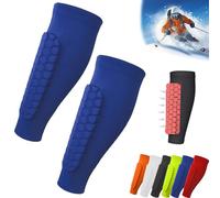 Protège-Tibias Shin Defender, protège-Tibias pour défenseurs Manchon de Compression en nid d'abeille pour Une Absorption supérieure des Chocs, pour Le Football américain et la Boxe (Bleu,M)